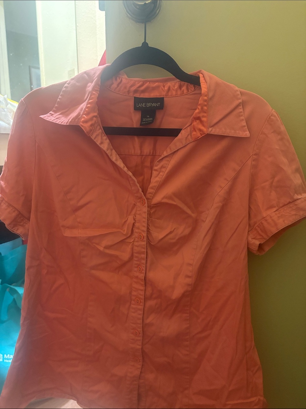 Lane Bryant Short-Sleeve Button-Front Shirt in Orange